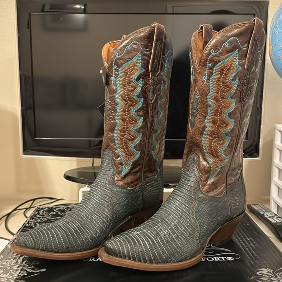 🌟Dan Post ‘Drifter’ LIZARD skin Multicolor western cowgirl boots🌟size 9.5 - Picture 4 of 9